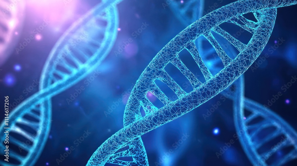 Aufkleber Abstract Representation of a DNA Double Helix with a Wireframe Structure