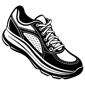 black and white running shoe clip art preview