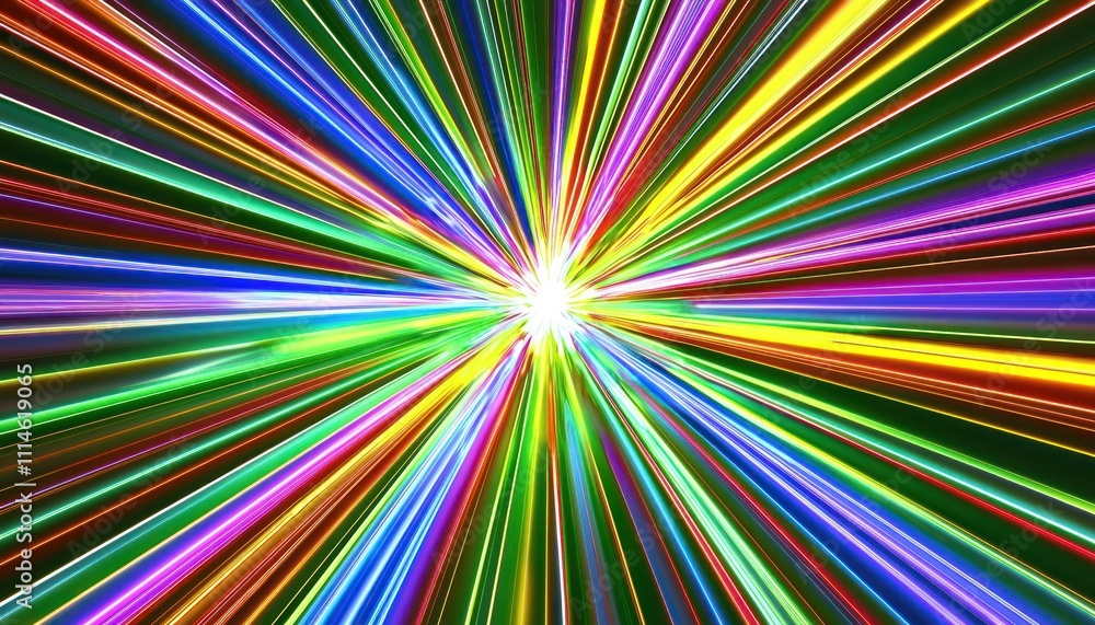 Poster abstract colorful lines radiating from center