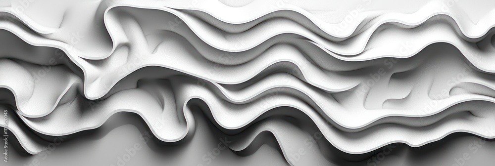 Poster Abstract Wavy White Background with Depth and Texture