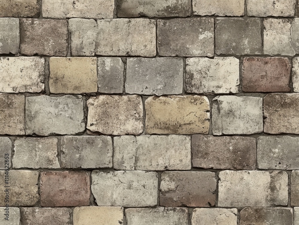 Aufkleber A seamless texture of neutral stone bricks arranged in an alternating pattern for versatile design applications
