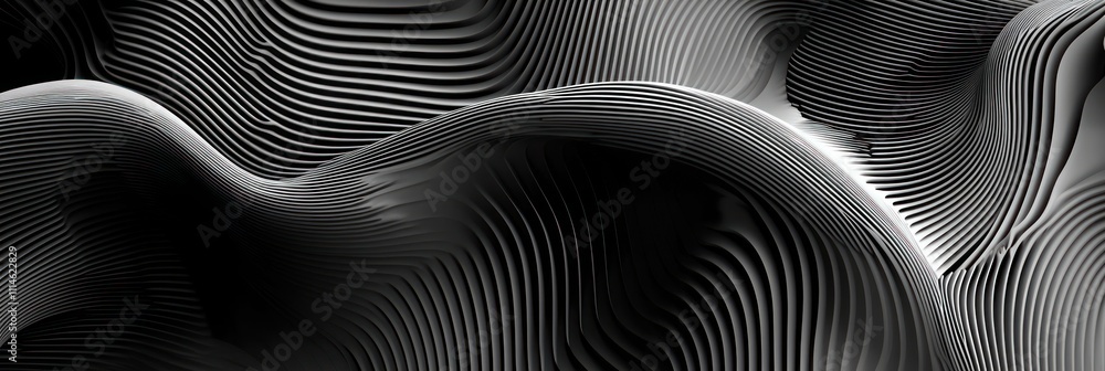 Aufkleber abstract 3d render of wavy, interconnected curved lines