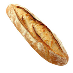 A perfect baguette, with a crisp, golden-brown crust isolated on transparent background