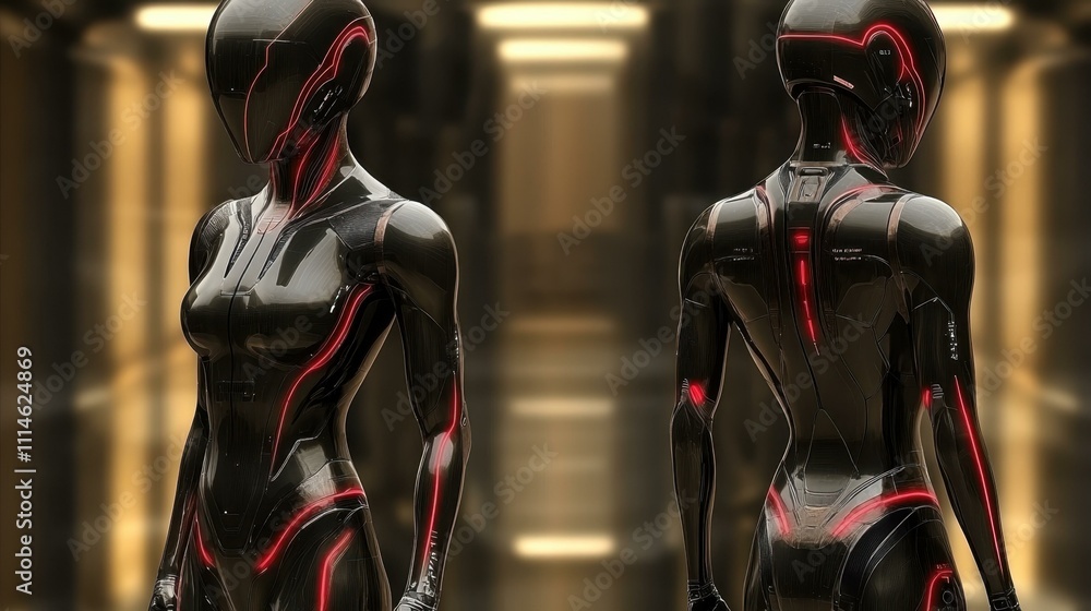 Aufkleber sci-fi character designs advanced technology one main object high quality very detailed professional
