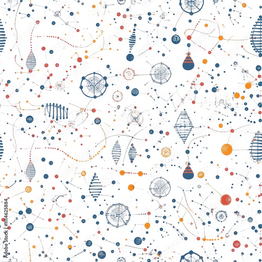 Aufkleber Circular genomic diagrams in a diverse RNA pattern featuring vibrant colors and intricate connections