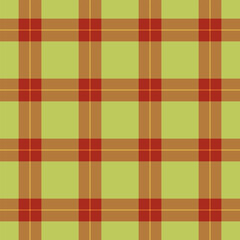 Close-up textile background fabric, gift check plaid pattern. Scarf seamless texture vector tartan in orange and lime colors.