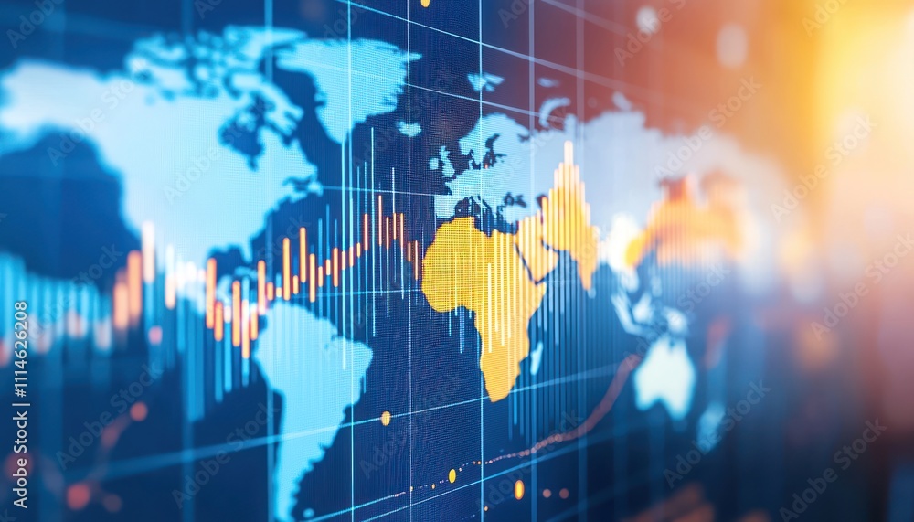 Poster World Map with Financial Data and Chart Overlay