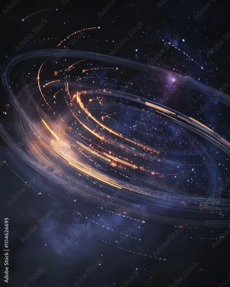 Poster a stunning graphic representation of earth's orbit in outer space, showcasing celestial movement and
