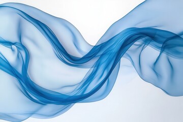 Obraz premium A smooth flowing piece of sheer blue fabric suspended in mid-air isolated on white background