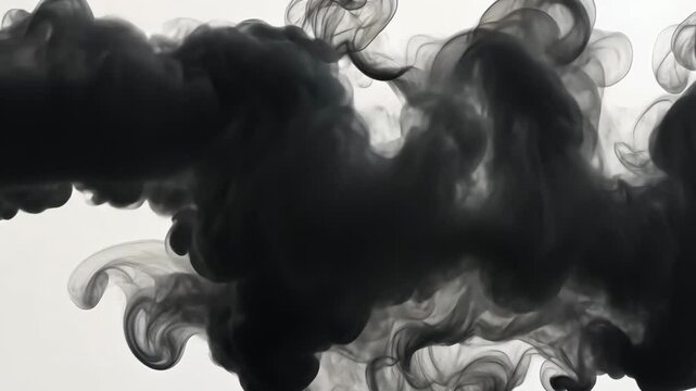 Abstract black ink swirling in water