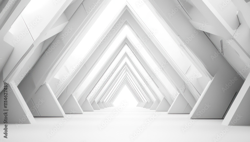 Aufkleber White triangular structure with a bright light at the end of the corridor