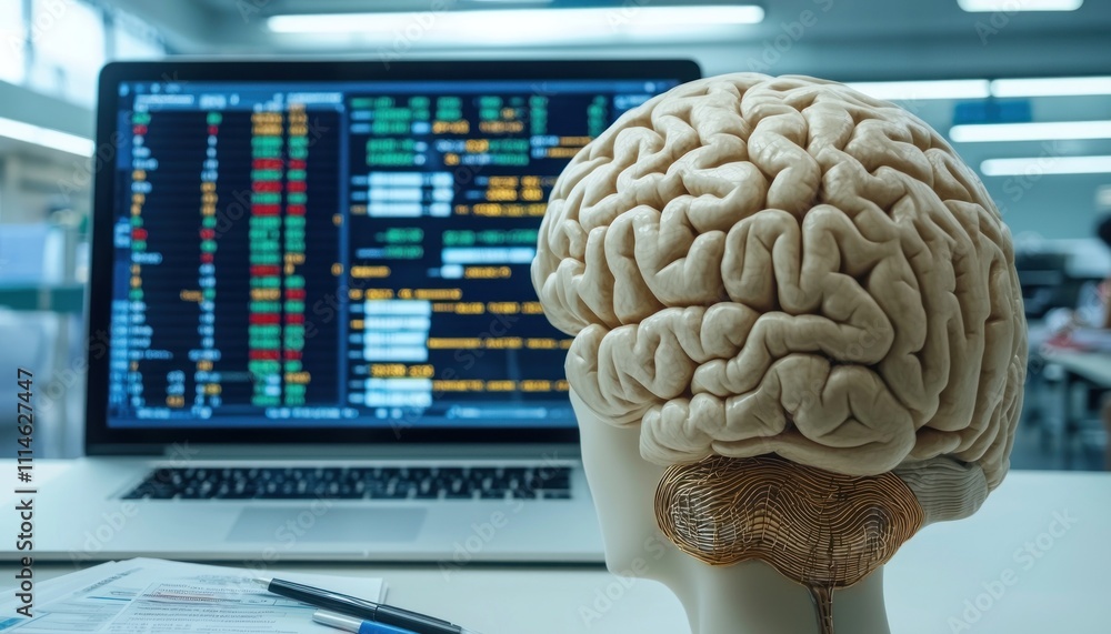 Aufkleber a brain model in a modern office setting