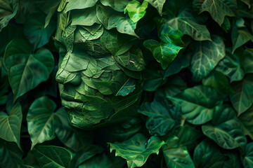 Fototapeta premium A green leafy plant with a face made of leaves