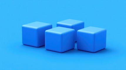 Obraz premium Four light blue cubes on a blue background. (1)