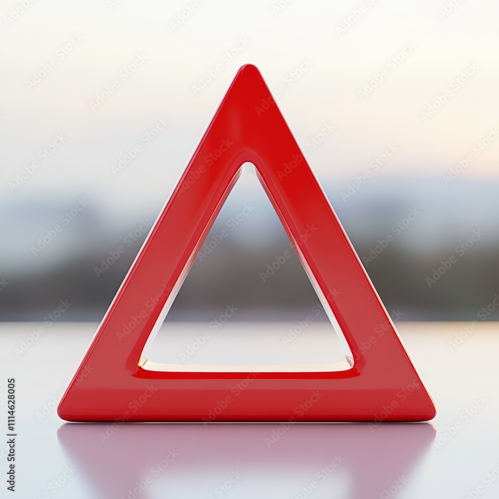 Poster abstract red triangle symbol on a clean white surface, representing connection and support
