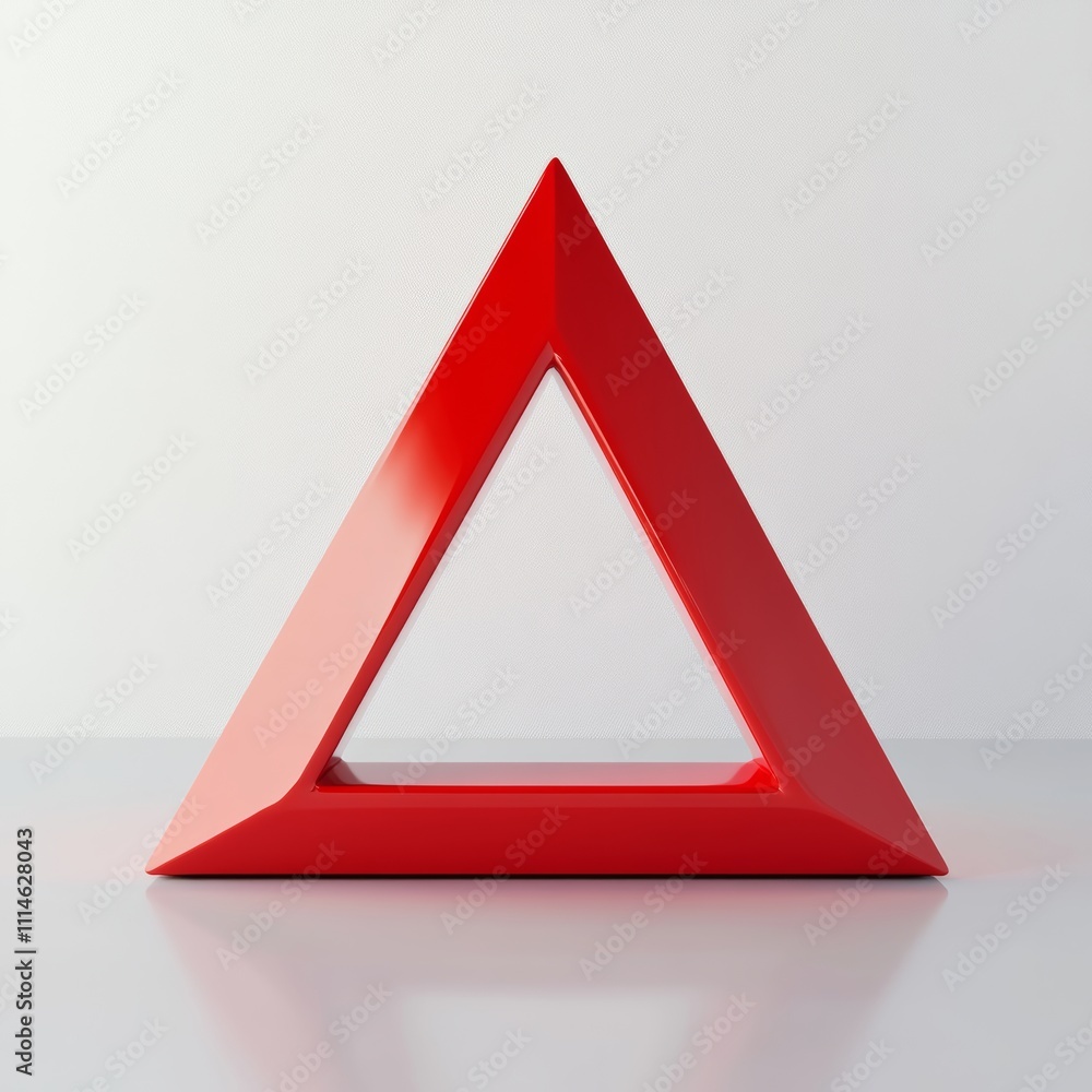 Poster abstract red triangle symbol on a clean white surface, representing connection and support