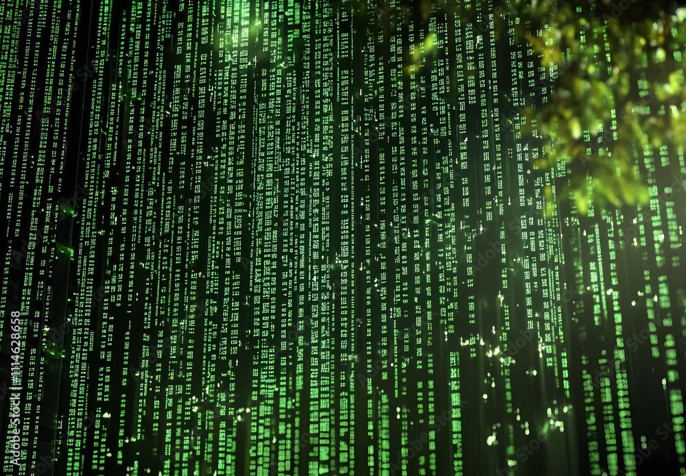 Aufkleber matrix code background green cascading code futuristic feel