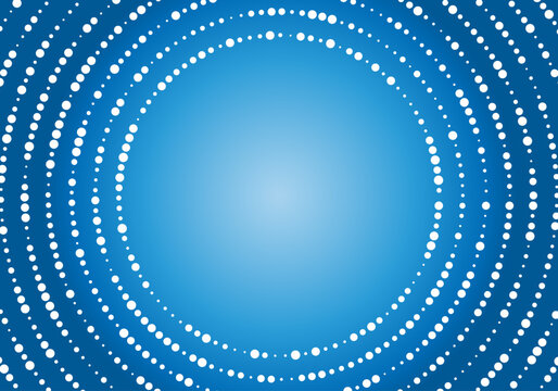 Fondo de c&iacute;rculos conc&eacute;ntricos de bolas blancas sobe fondo azul degradadado radial