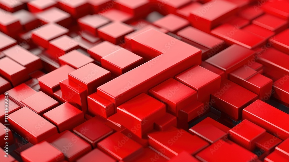 Poster Abstract Composition of Red Cubes Forming a Shape