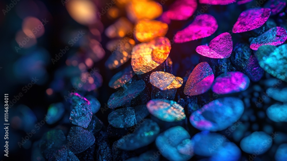 Aufkleber abstract macro view of multicolored stones with glowing surfaces