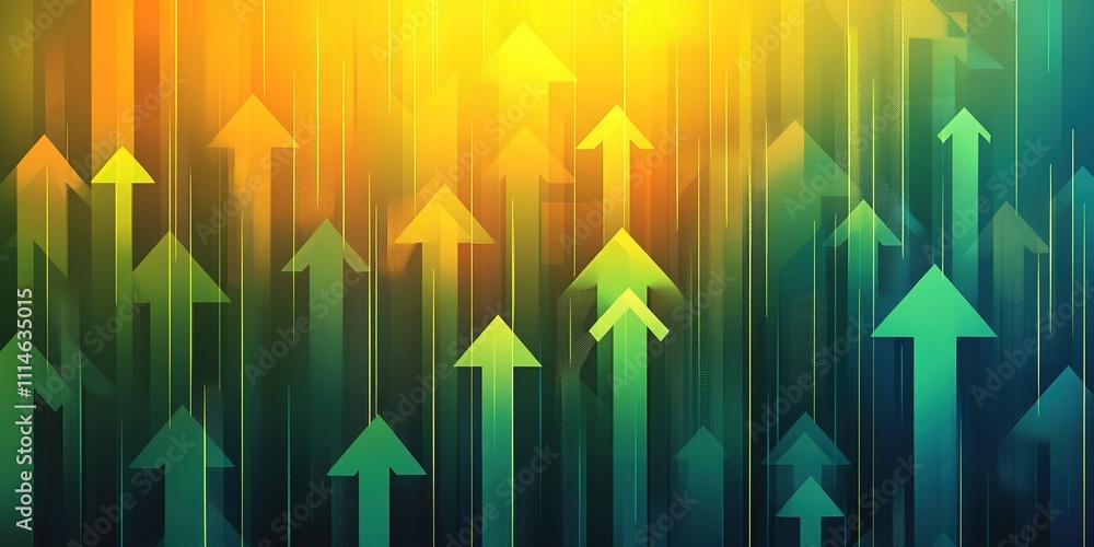 Aufkleber abstract design featuring multiple upward arrows in vibrant colors representing growth and progress 