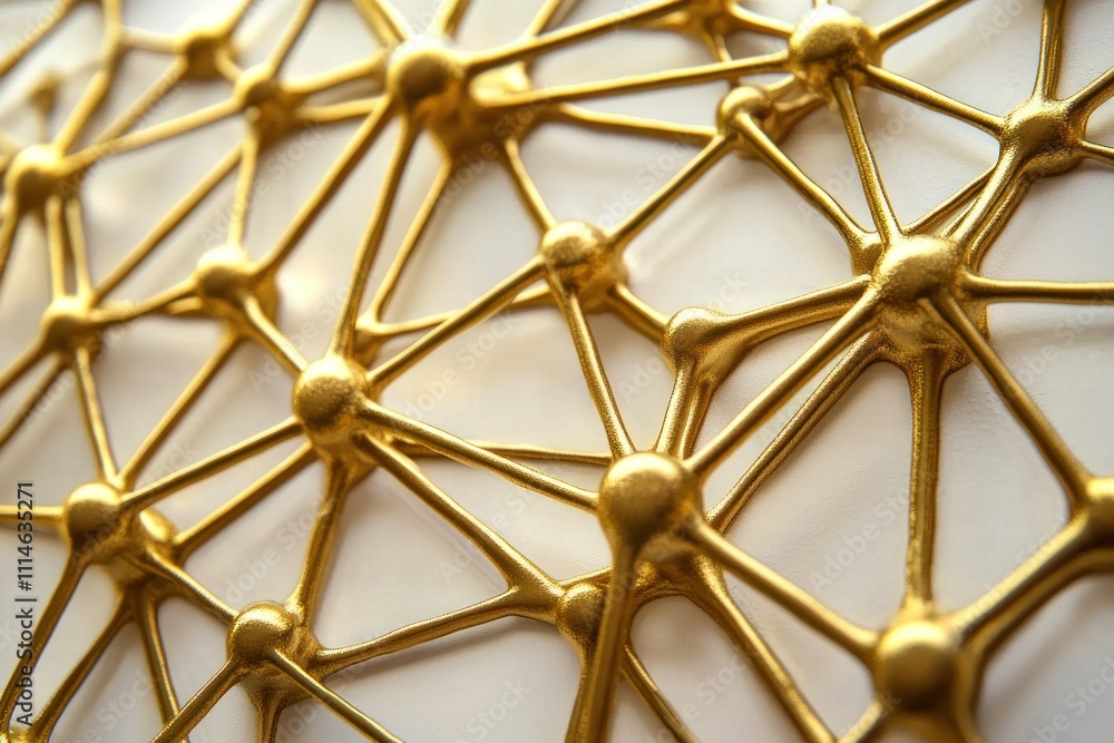Poster Golden Interconnected Nodes Forming Abstract Network