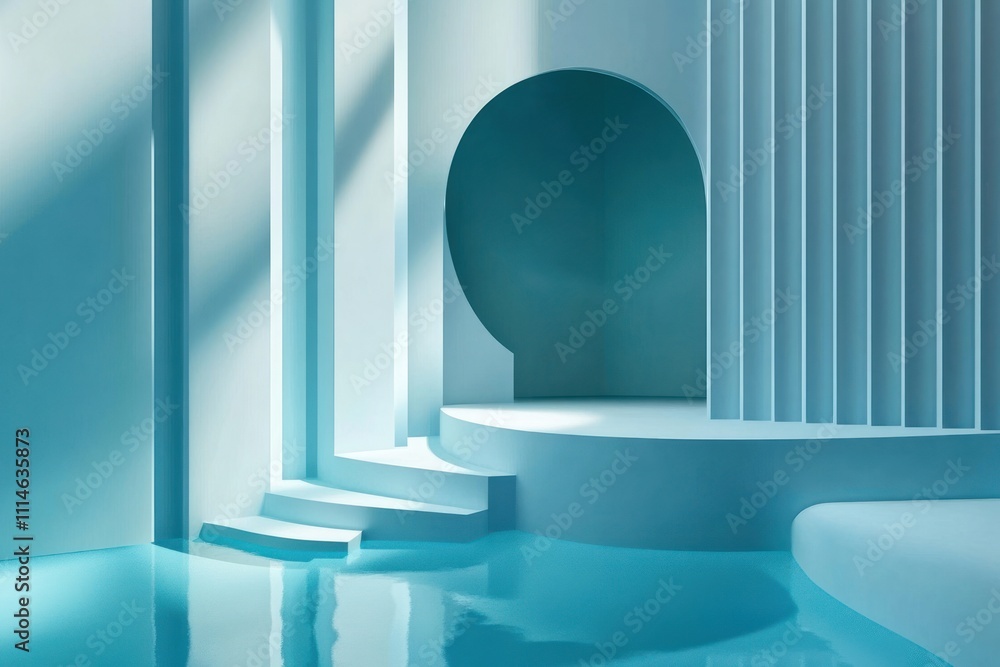 Poster abstract blue architectural design minimalist structure