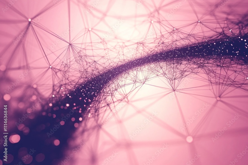 Aufkleber Pink Abstract Network Data Stream Visualization