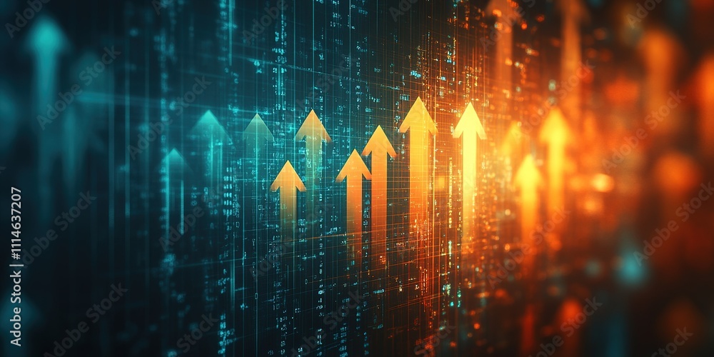Aufkleber abstract representation of upward trends in data visualization through arrows and vibrant colors