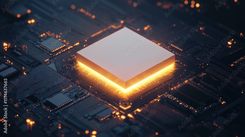 Poster Illuminated Central Processing Unit on Circuit Board