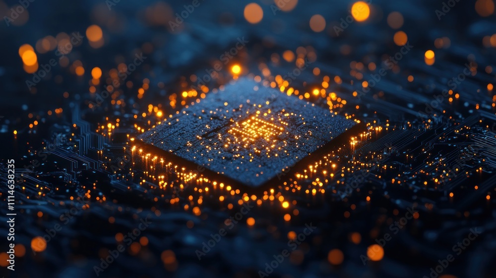Aufkleber illuminated microchip circuit board technology