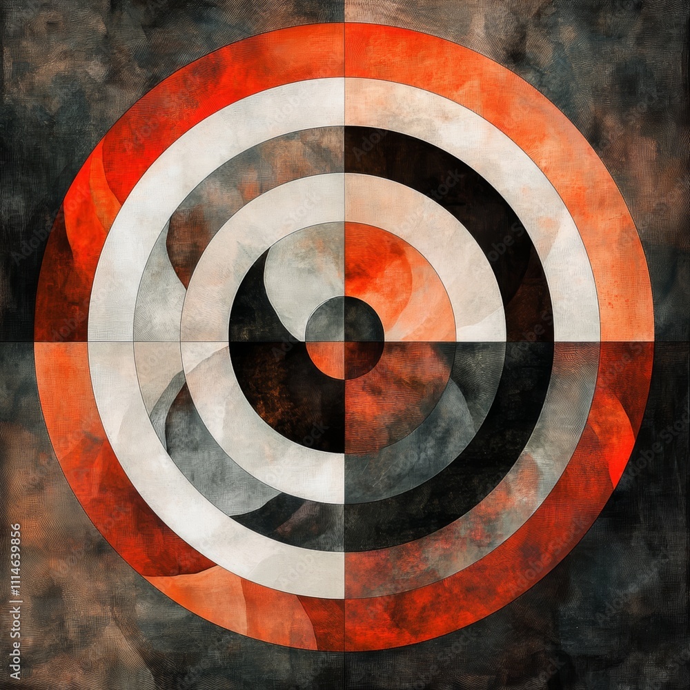 Poster abstract circular design with layered textures representing unity and harmony
