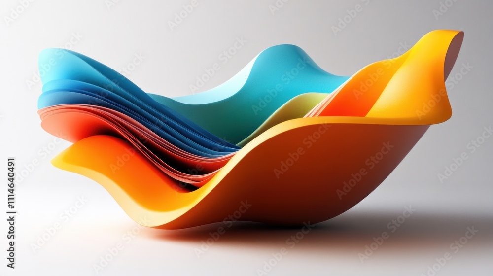 Poster abstract colorful wave form design sculpture