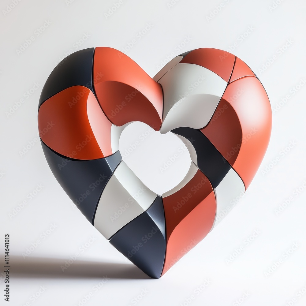 Poster abstract heart shape created from interlocking geometric forms with a modern finish