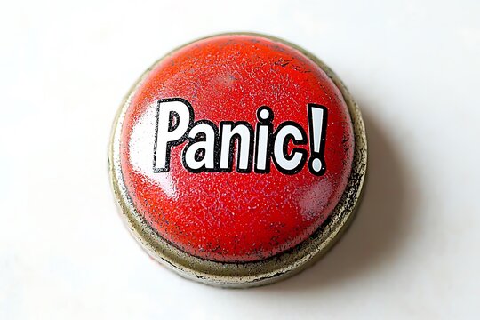 Big red panic button creating emergency situation