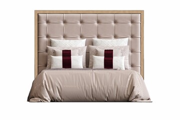 Obraz premium double bed isolated on white background, furniture for the bedroom interior, 3D illustration, cg render
