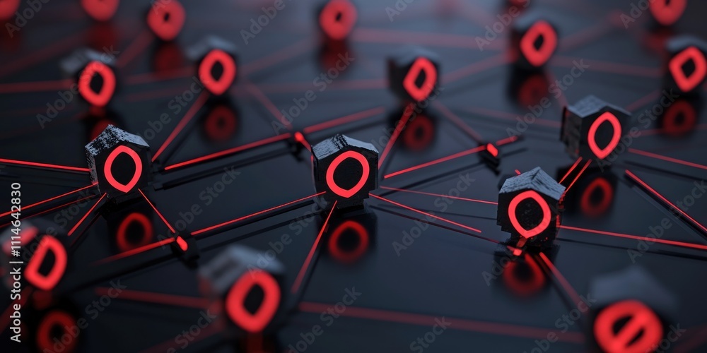 Aufkleber Networked Cubes Displaying Interconnected Data Points