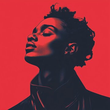 Bold artistic portrait of a stylish man in red and black