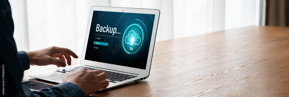 Poster backup storage data internet technology business concept. database storage cloud technology file dat