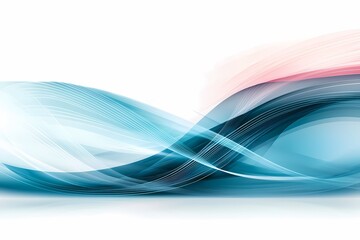 Abstract Flowing Waves in Blue and Red Tones on White Background