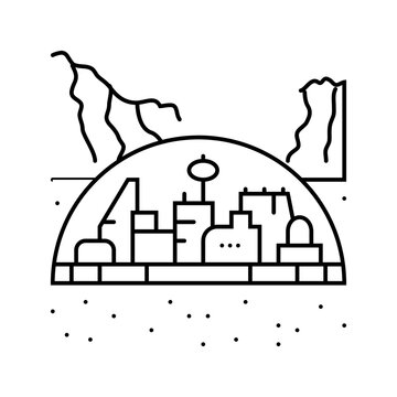 recommend clip art: colony space exploration line icon vector. colony space exploration sign. isolated contour symbol black illustration