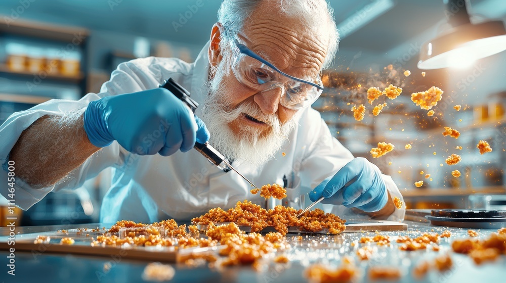 Aufkleber scientist in a laboratory analyzing samples with precise instruments. scientific research and innova