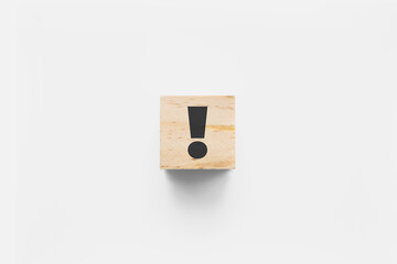 ! (Exclamation Point) wooden cube on white background