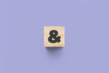& (Ampersand) cube on purple background