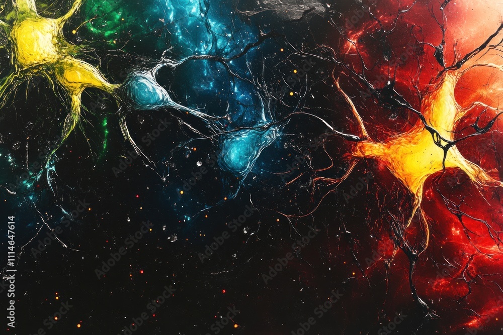 Poster Abstract Neural Network Cosmic Art Depiction