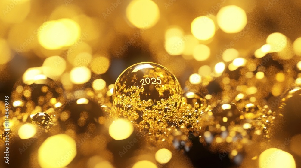 Poster golden sphere shows two thousand twenty five