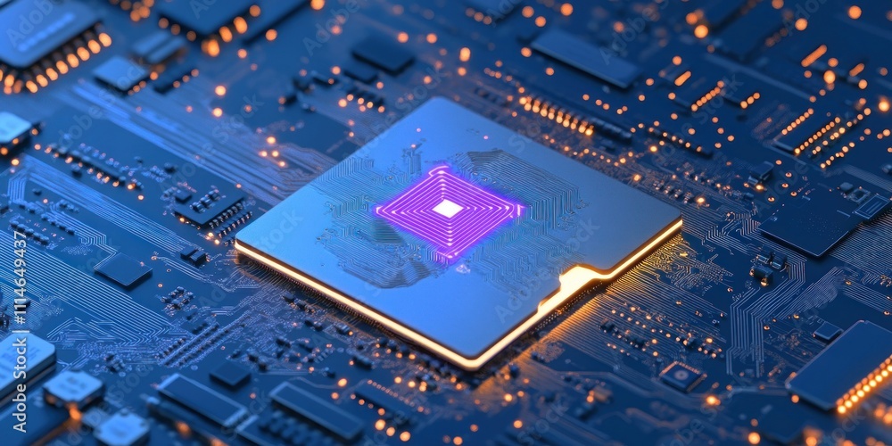 Poster illuminated microchip on circuit board technology