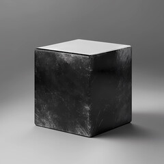 Charcoal Glass Cube Isolated on a Gray Background