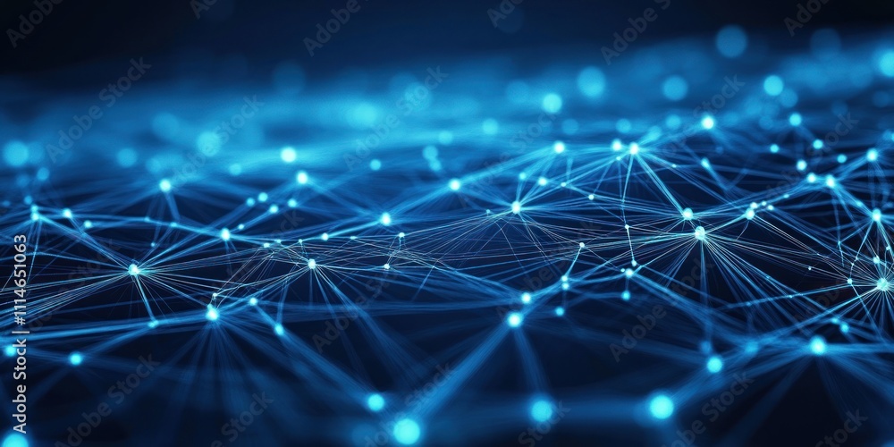 Poster Abstract Blue Network Of Connected Nodes And Lines