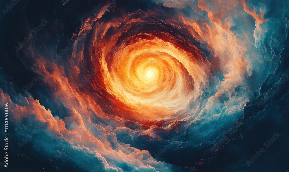 Poster Celestial Swirl A Fiery Vortex Within Cosmic Clouds